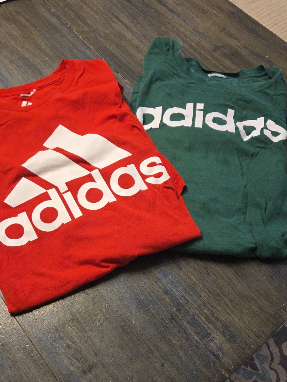 adidas Kids Red & Green Logo Short-Sleeve Tees